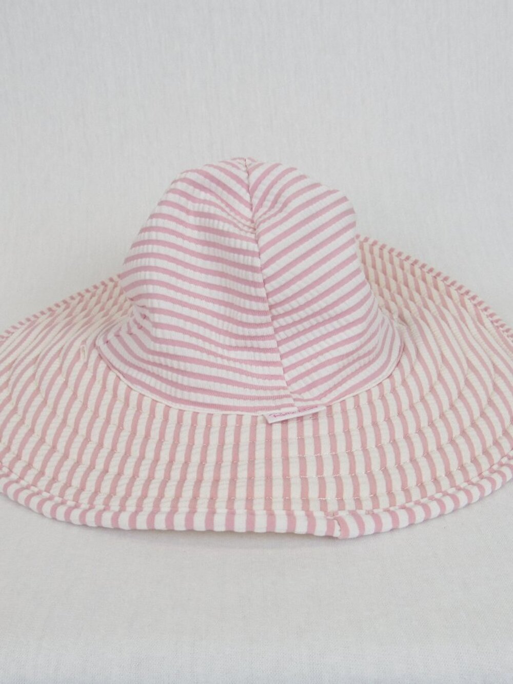 RuffleButts Baby Girl's 0-12M Pink Striped Wide Brimmed Swim Summer Sun Hat